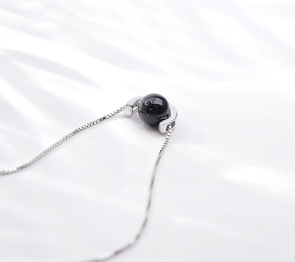 Collier mit Stein versilbert 45 cm mit Verlangerung bis zu 52 cm Sonderposten
