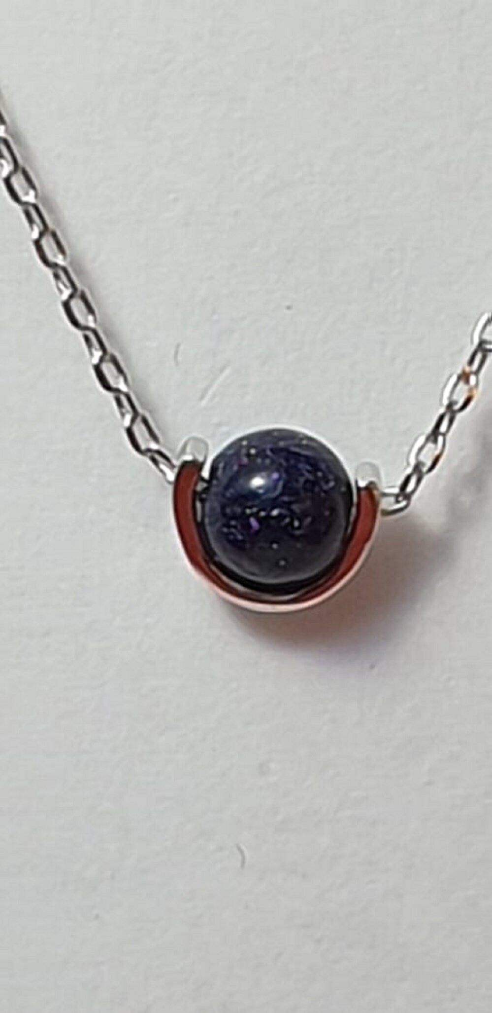 Collier mit Stein versilbert 45 cm mit Verlangerung bis zu 52 cm Sonderposten