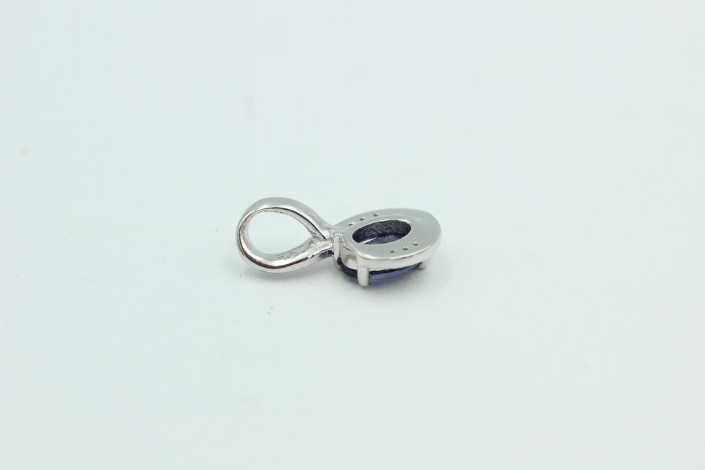1,12 Carat Iolith Anhänger 925 Silber Collier Kette mit Zirkonia Top Edel