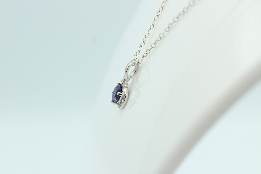 1,12 Carat Iolith Anhänger 925 Silber Collier Kette mit Zirkonia Top Edel