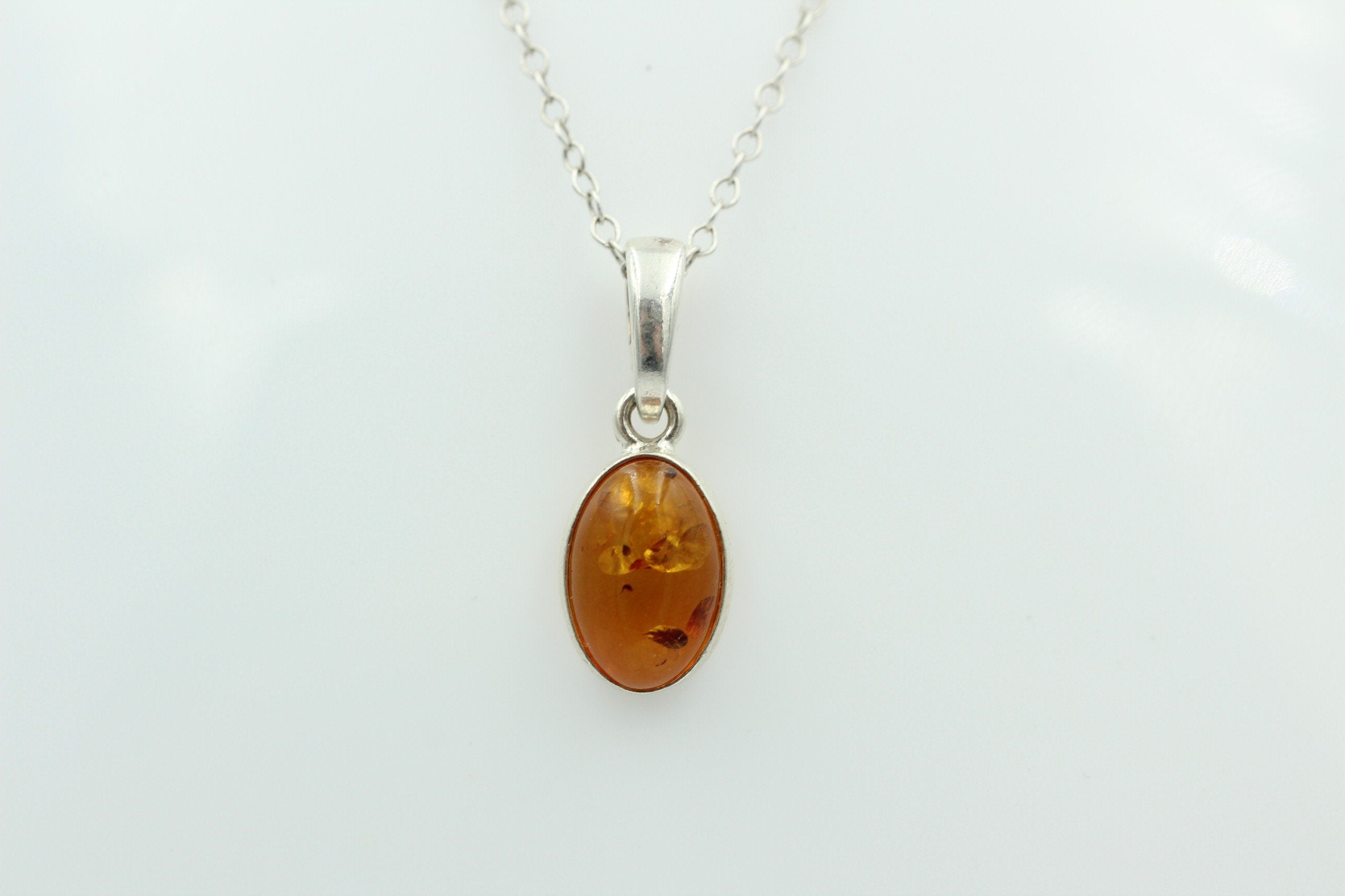 Bernstein Anhänger 925 Silber Collier Kette Bernsteinanhänger Top Edel