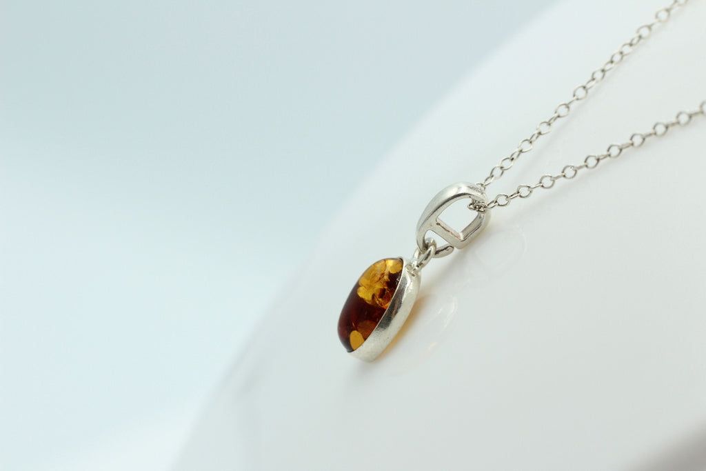 Bernstein Anhänger 925 Silber Collier Kette Bernsteinanhänger Top Edel