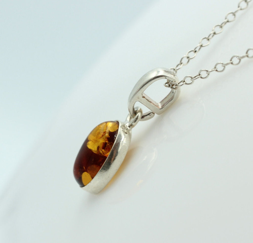 Bernstein Anhänger 925 Silber Collier Kette Bernsteinanhänger Top Edel