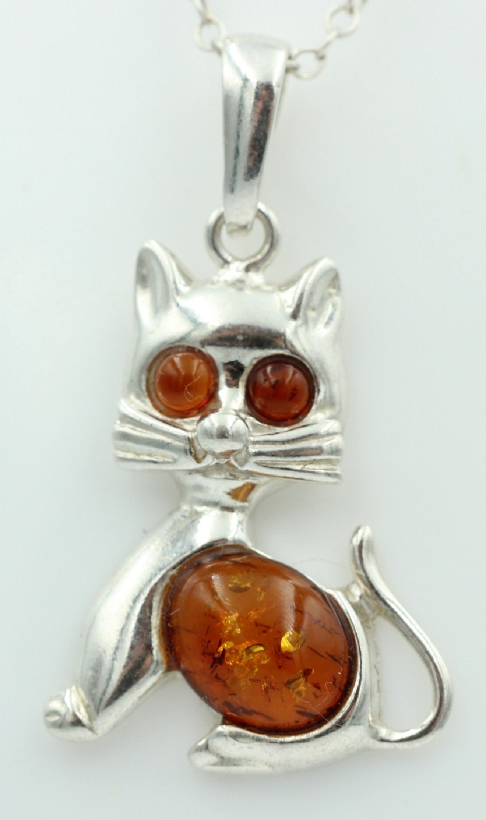Katzen Anhänger Bernstein 925 Silber Bernsteinkatze Codllier Kette Top Anhänger