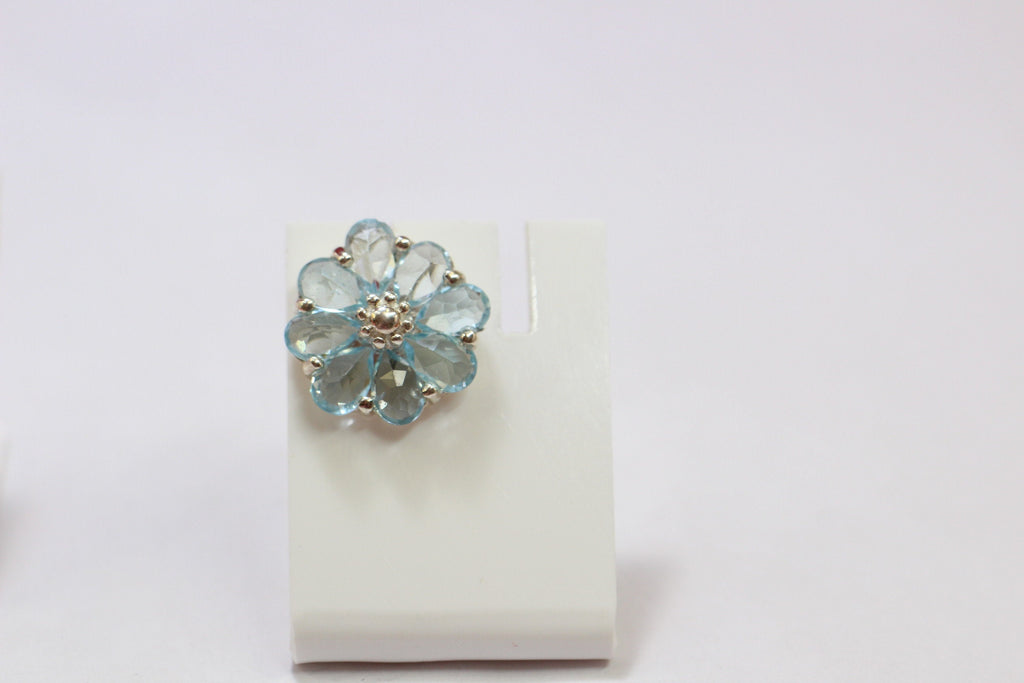 Edler 2,9 Carat Blautopas Ohrstecker Blumenohrstecker 925 Silber Edelsteinschmuck