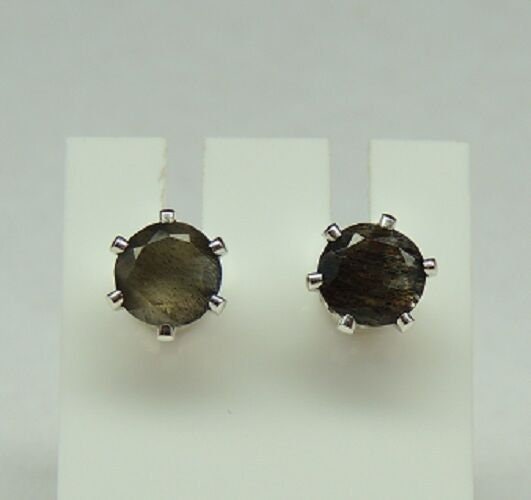 Edler 1,72 Carat schwarzer Mondstein Ohrstecker 925 Silber Ohrring aus Madagaska