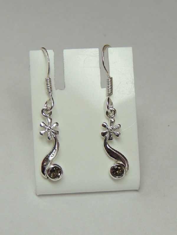 Edle 0,22 Carat Rauchtopas Ohrhaken 925 Silber Ohrhangen Rauchquarz Ohrschmuck