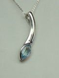 Edler 1,30 Carat Blautopas Anhanger 925 Silber Collier Kette Design pur
