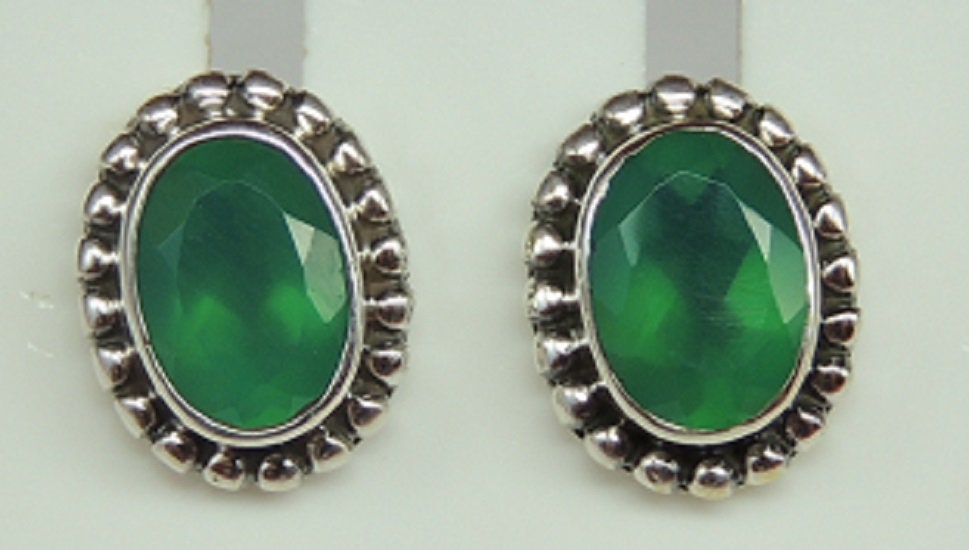 Edle 2,2 Carat facetierter graner Onyx Ohrstecker 925 Silber Ohrschmuck graner Edelstein