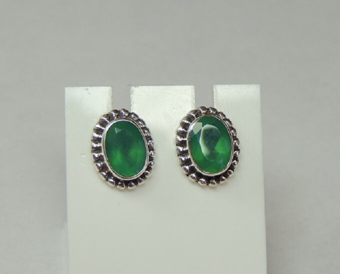 Edle 2,2 Carat facetierter graner Onyx Ohrstecker 925 Silber Ohrschmuck graner Edelstein