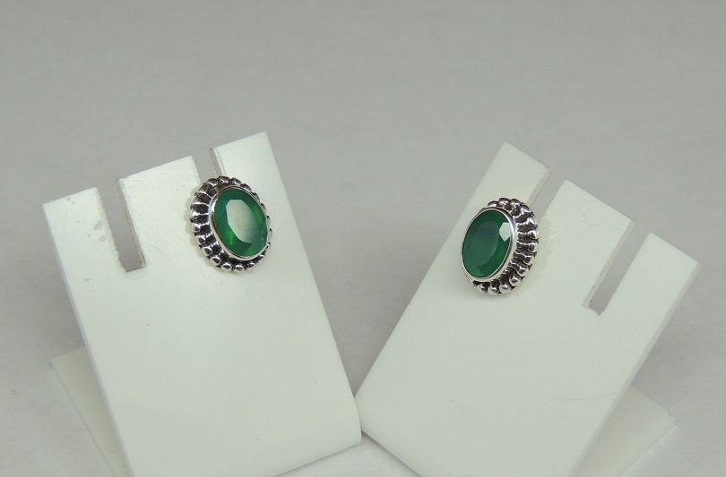 Edle 2,2 Carat facetierter graner Onyx Ohrstecker 925 Silber Ohrschmuck graner Edelstein