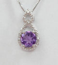 Echter Amethyst Anhänger 925 Silber, Lila Edelstein Kette mit Weißtopas, Minimalistischer Schmuck, Geschenk für Sie, Februar Geburtsstein