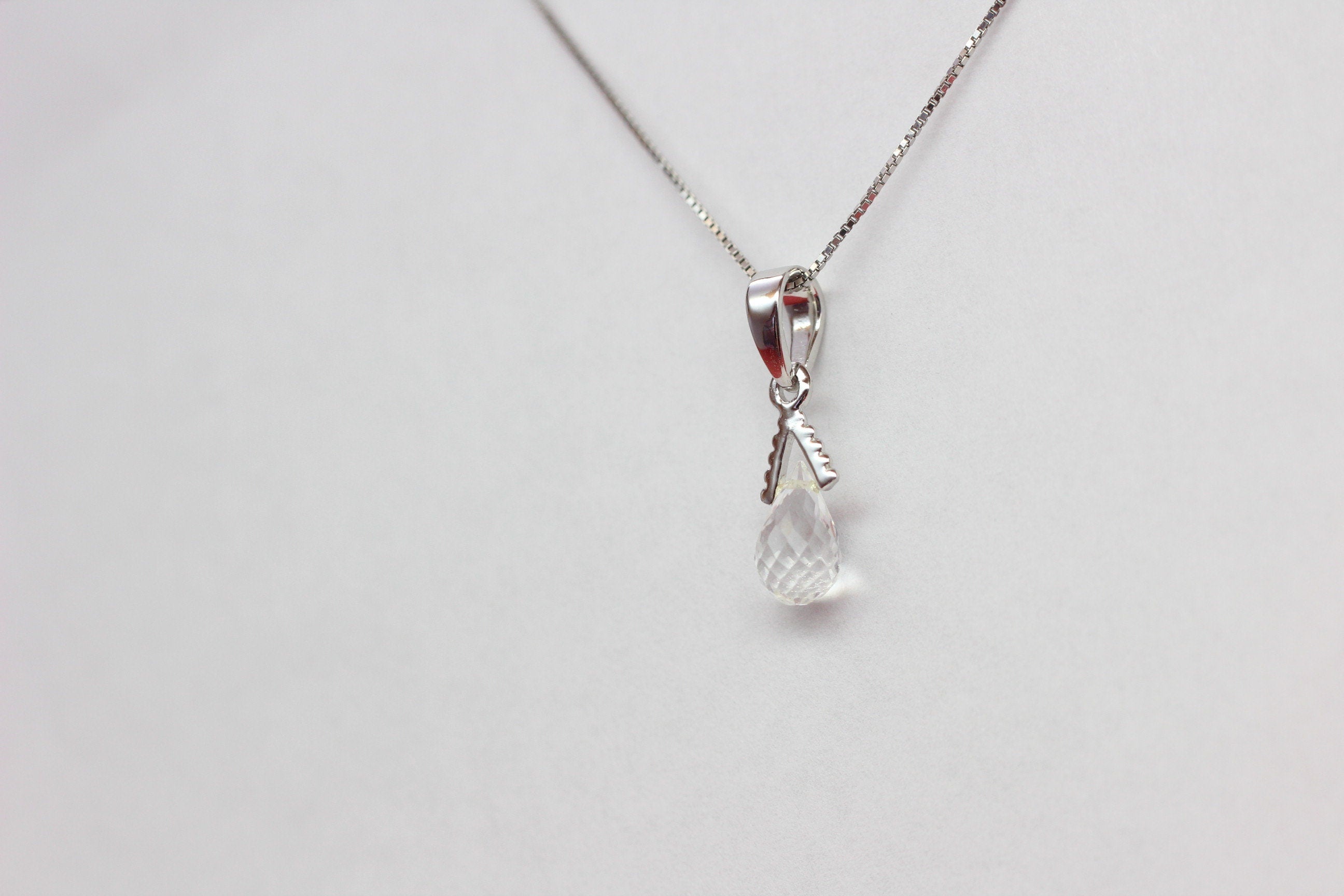 Edler 2,25  Carat weisstopas Anhanger 925 Silber Collier Kette Top weisser topas