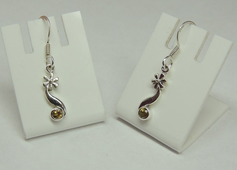 Edle 0,18 Carat gelbe Citrin Ohrhaken 925 Silber Ohrschmuck Ohrring gelber Edelstein