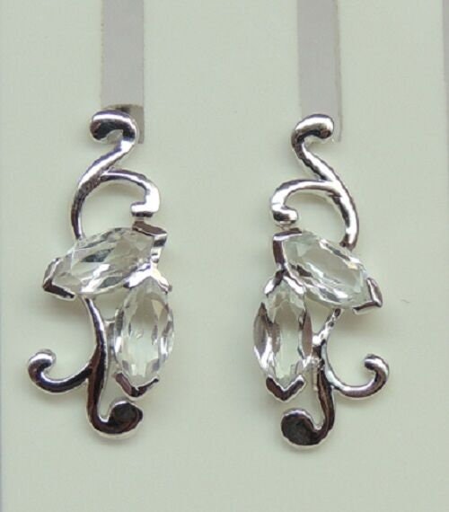 Edle florale 1,3 Carat Weiatopas Ohrstecker 925 Silber Topas Ohrstecker Ohrring