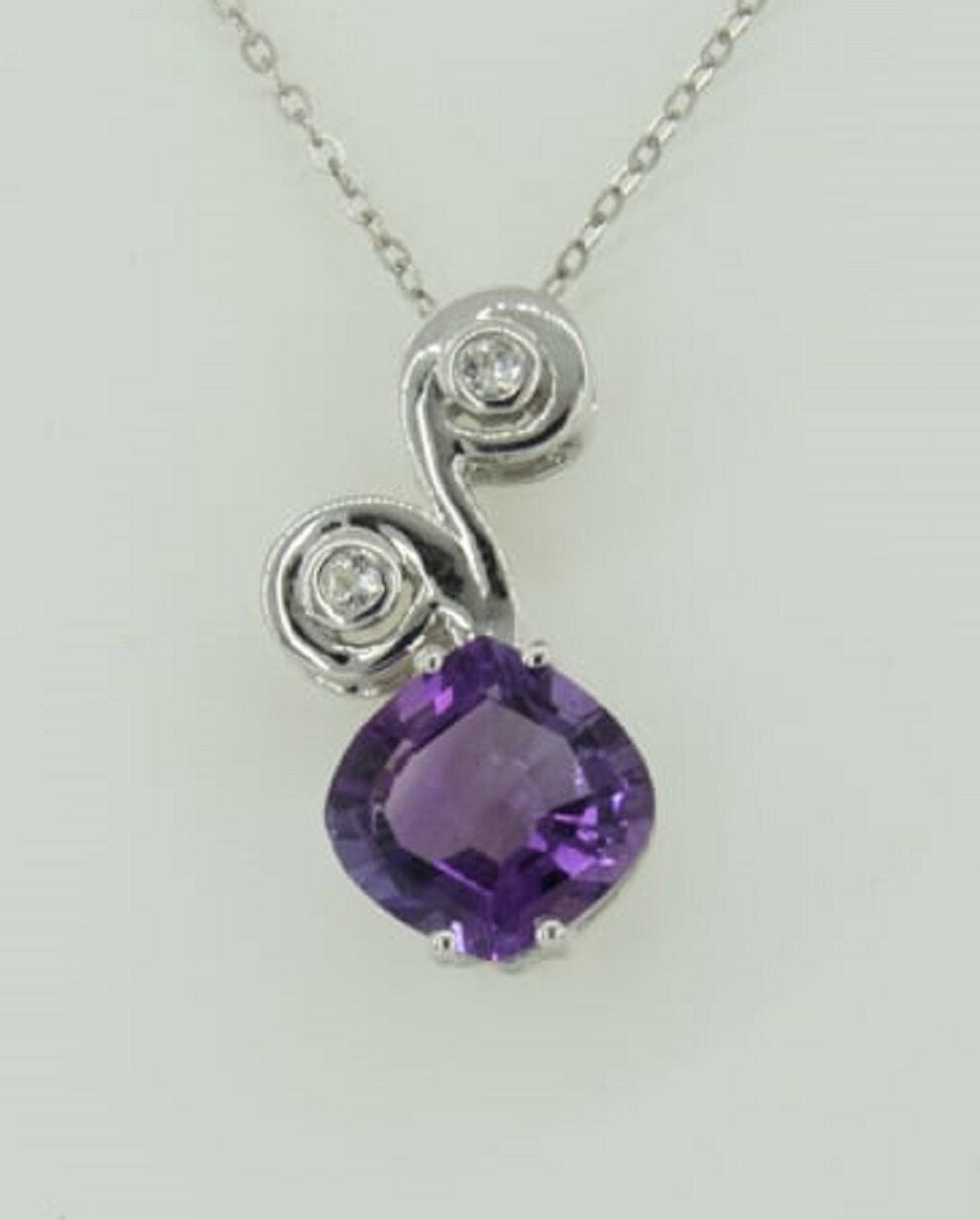 Edler 3,25 Carat Amethyst weisstopas Anhanger 925 Silber Collier Kette Edelstein