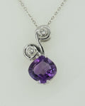 Edler 3,25 Carat Amethyst weisstopas Anhanger 925 Silber Collier Kette Edelstein