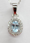 Edle 0,7 Carat Blautopas Anhanger 925 Silber Collier Kette Sky blue Topas himmelblau