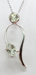 Edler 1,49 Carat moderner Prasiolith Anhanger 925 Silber Collier Kette graner Amethyst
