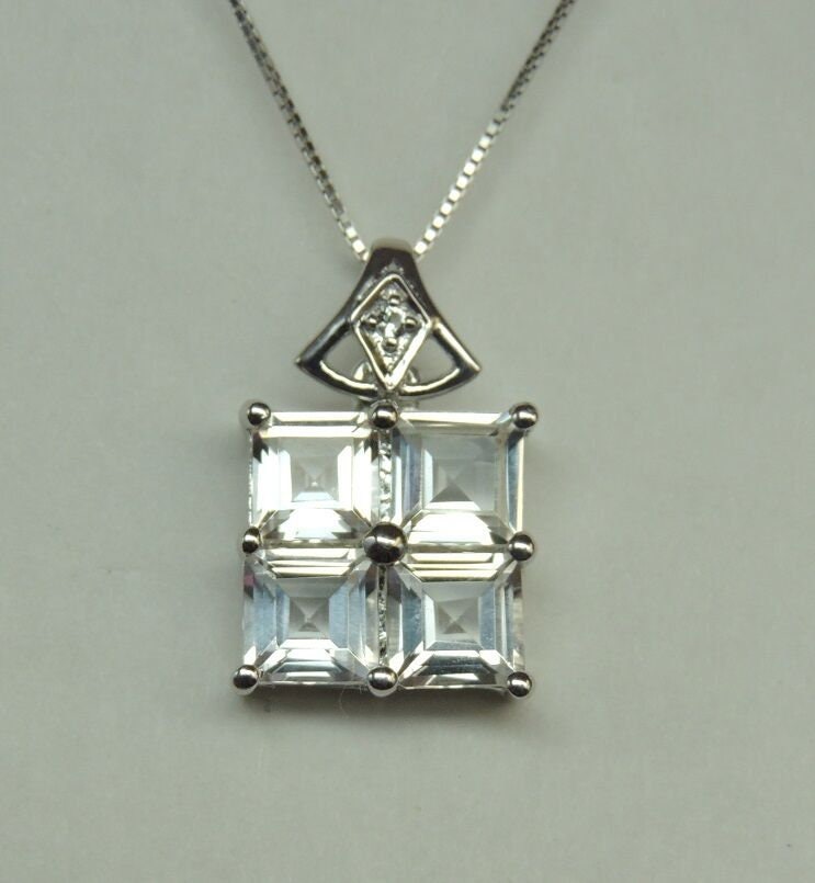 Edler 4,72 Carat Weiatopas Anhanger 925 Silber Collier Kette weiaer Toaps