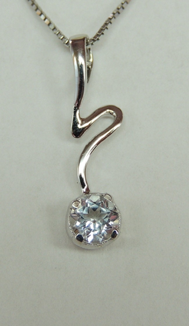 Edler 0,40 Carat weisstopas Anhanger 925 Silber Collier Kette weisser Topas