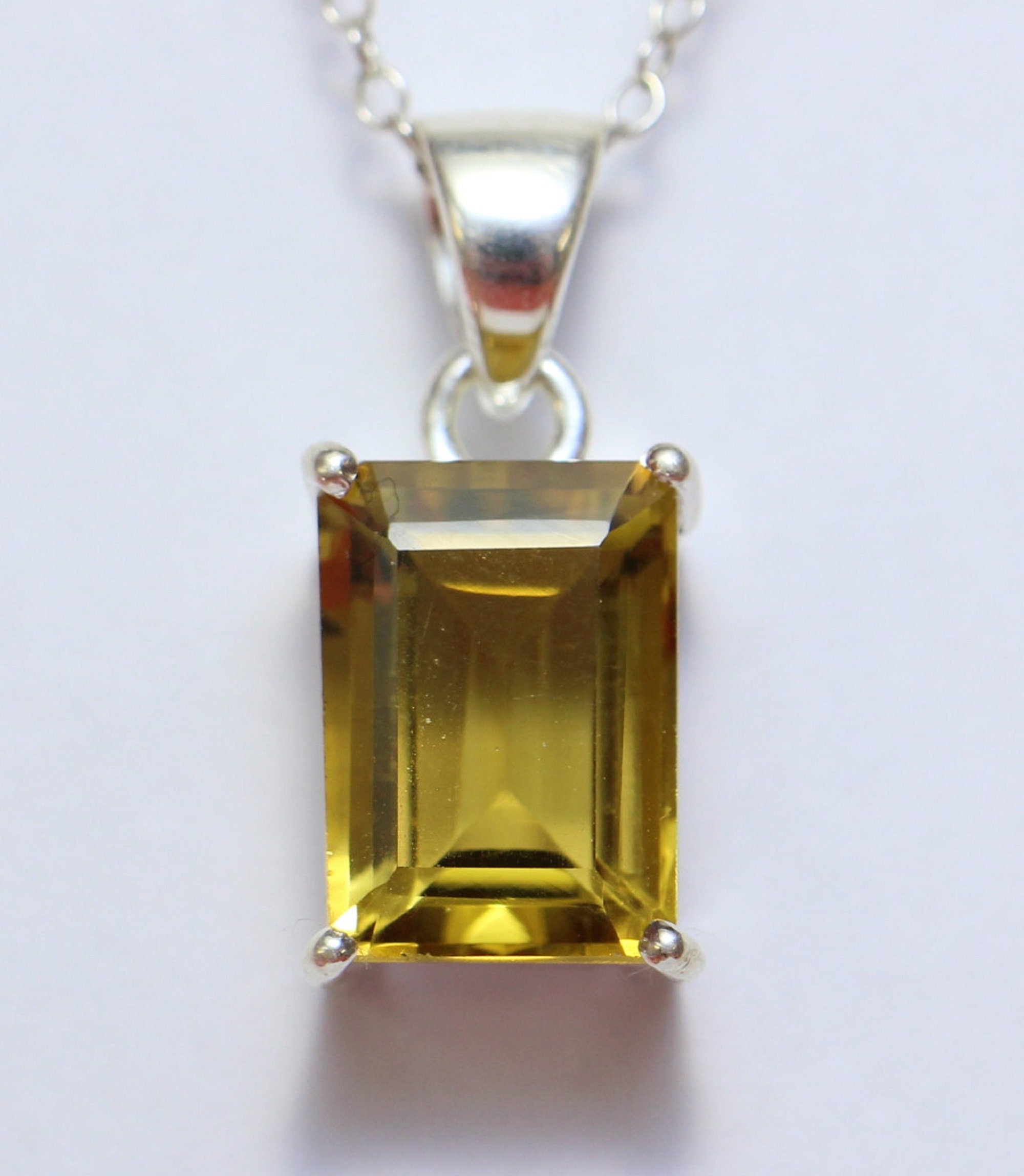 Edler 7,0 Carat Honigquarz Anhanger 925 Silber Collier Kette Quarz Top Edelstein