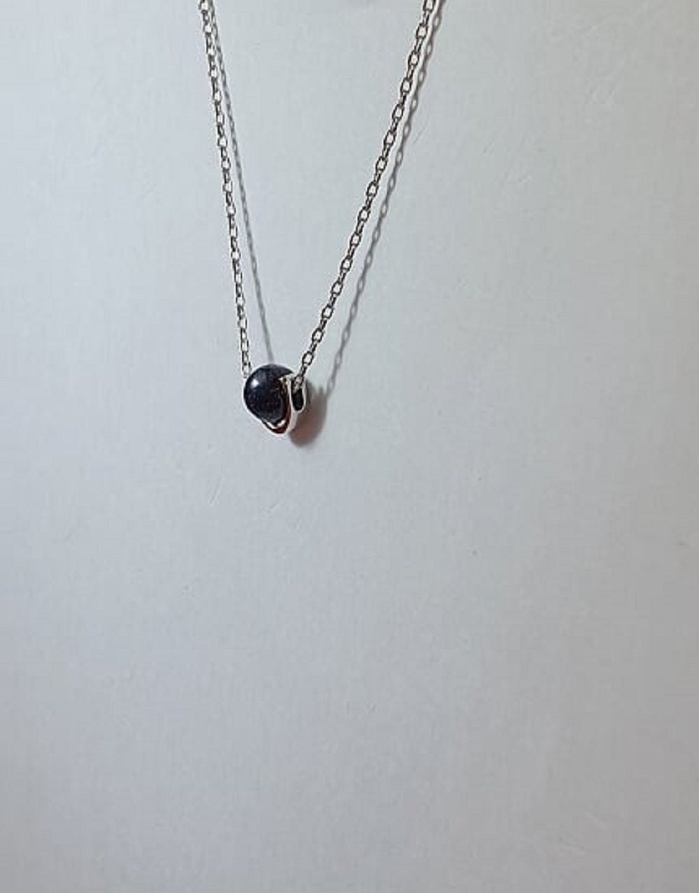 Collier mit Stein versilbert 45 cm mit Verlangerung bis zu 52 cm Sonderposten