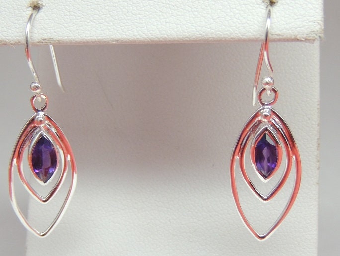 Edle 1,7 Carat Amethyst Ohrhanger 925 Silber Ohrschmuck violetter Edelstein Top
