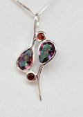 Edler 3,38 Carat Design Anhanger Mystik Topas Granat Anhanger 925 Silber Collier Kette