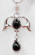 Edler 3,55 Carat schwarze Spinell Anhanger Cabochon Schliff 925 Silber Collier Kette To