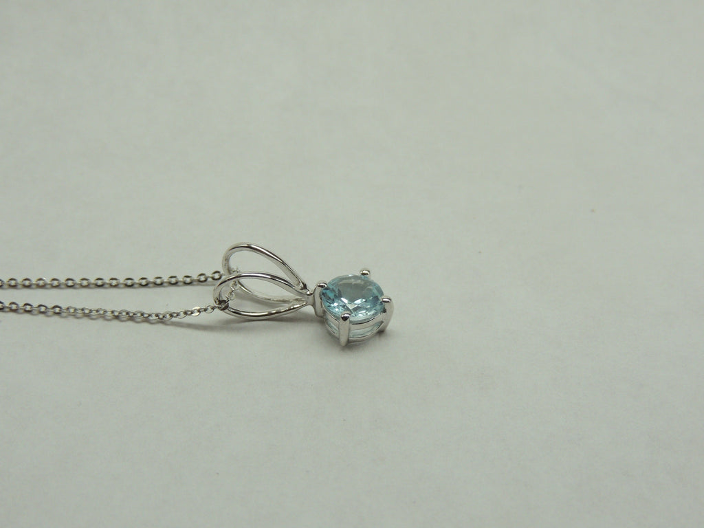 Edler 0,95 Carat Blautopas Anhanger 925 Silber Collier Kette himmelblauer Topas