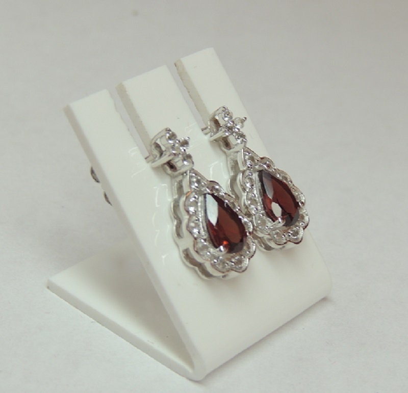 Edle 2,15 Carat Granat weisstopas Ohrstecker 925 Silber Ohrring weisser Topas