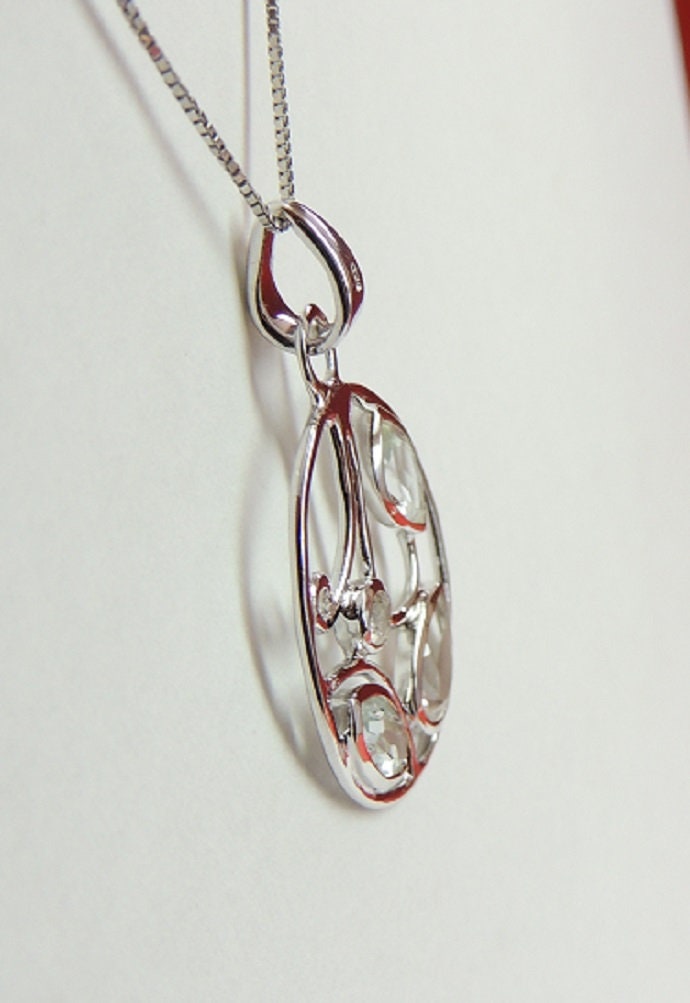 Edler 1,90 Carat weisstopas Anhanger Collier Kette weisser Topas Edelstein.925 Silber