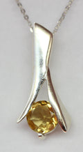 Edle 0,62 Carat Citrin Anhanger 925 Silber Collier Kette gelber Edelstein top