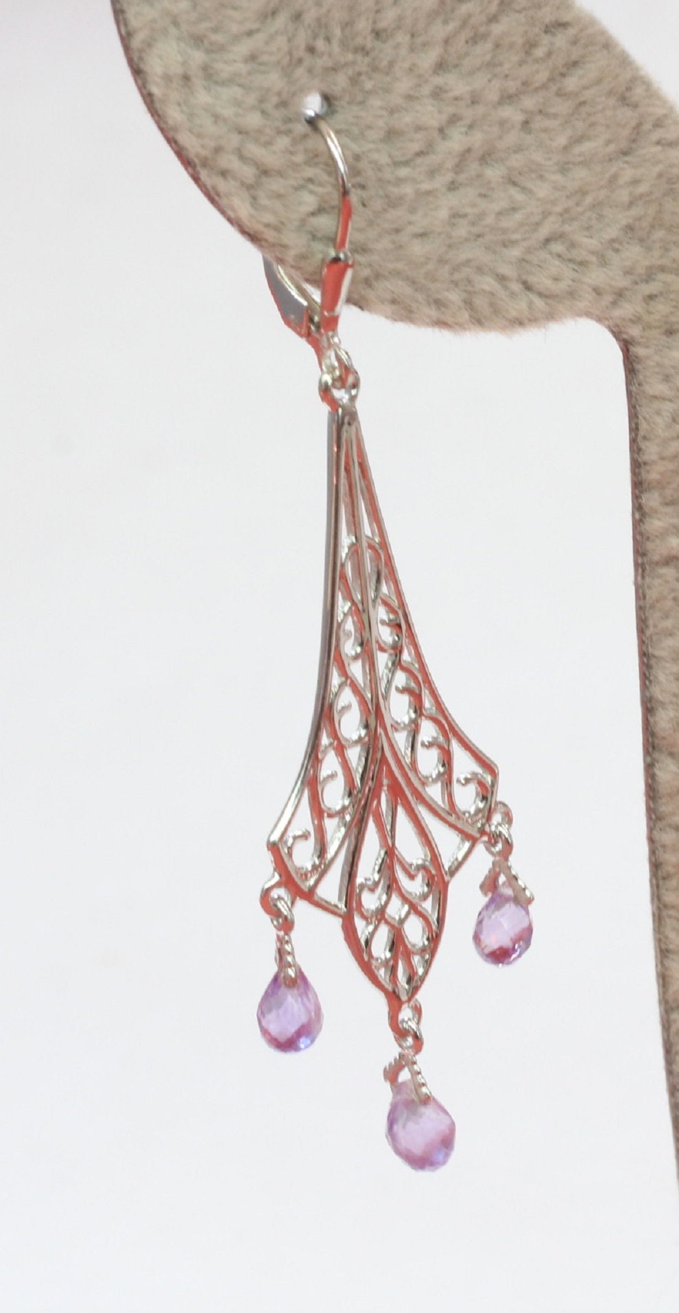 Edler 3,75 Carat Amethyst Brisur Ohrhanger 925 Silber violetter Edelstein Ohrschmuck