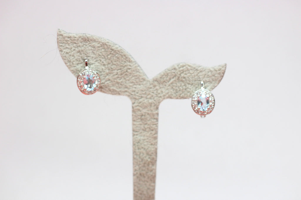 Edle 1,6 Carat Blautopas weisstopas Ohrring 925 Silber Ohrschmuck Top Edel