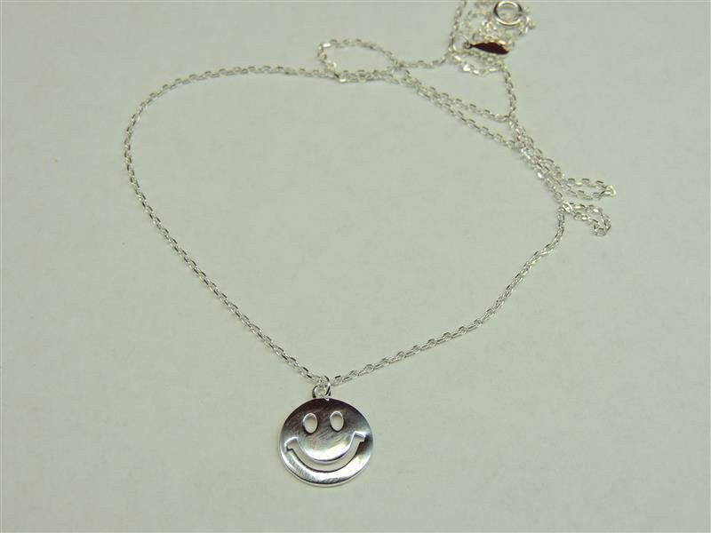 Anhanger Collier lachelndes Gesicht 925 Silber Kette Top