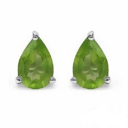 Edle 0,80 Carat maigrane Peridot Pear Ohrstecker, Ohrring, 925 Silber, Schmuck