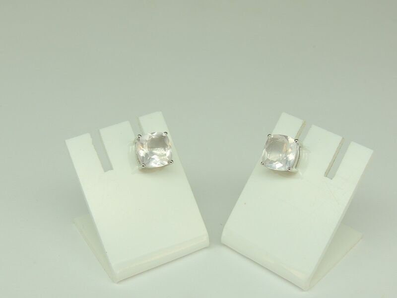 Edle 4,2 Carat Rosenquarz Ohrstecker 925 Silber Top Edel