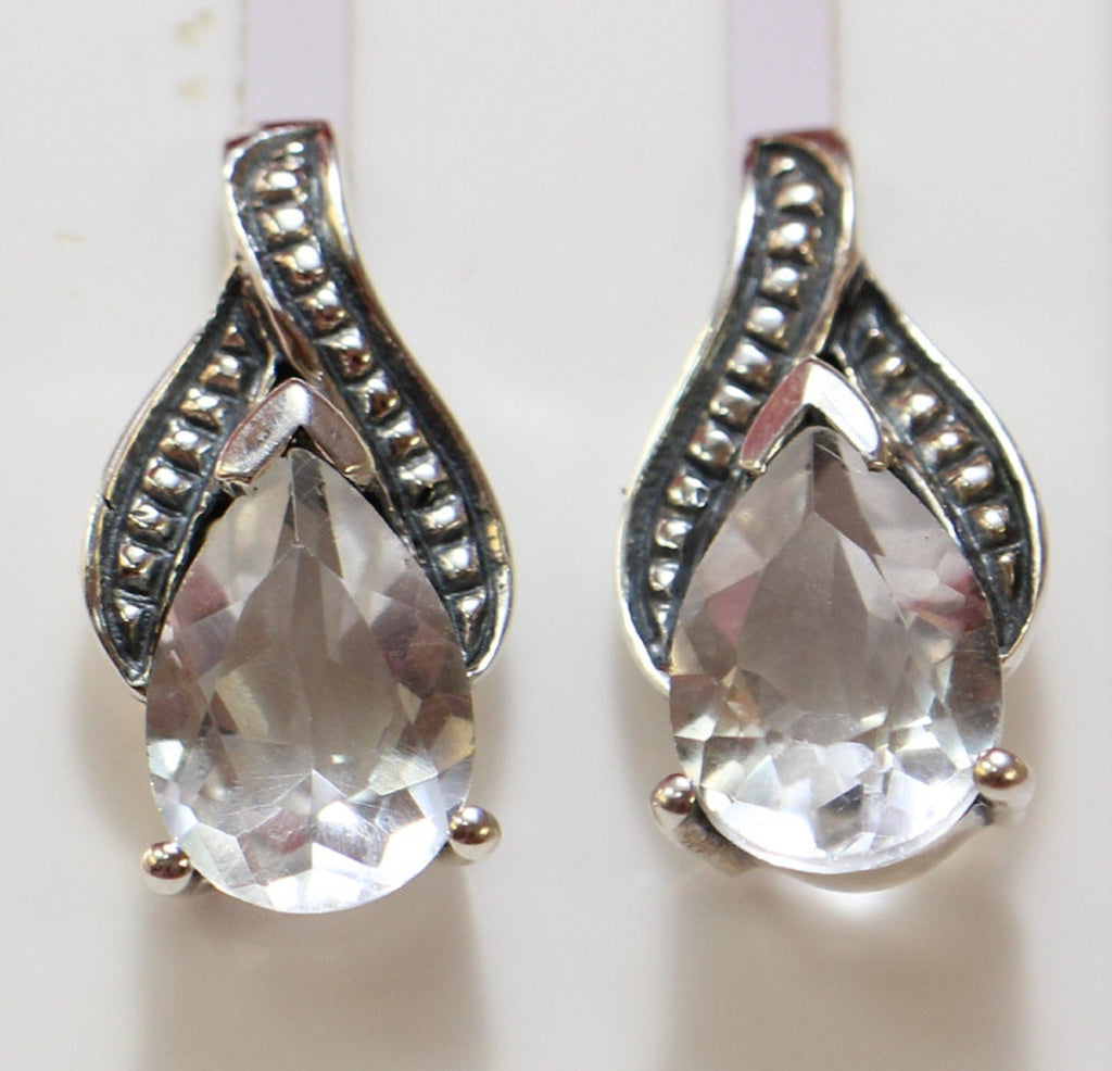 Edle 2,8 Carat Bergkristall Ohrstecker, Ohrring, 925 Silber Top Edelstein