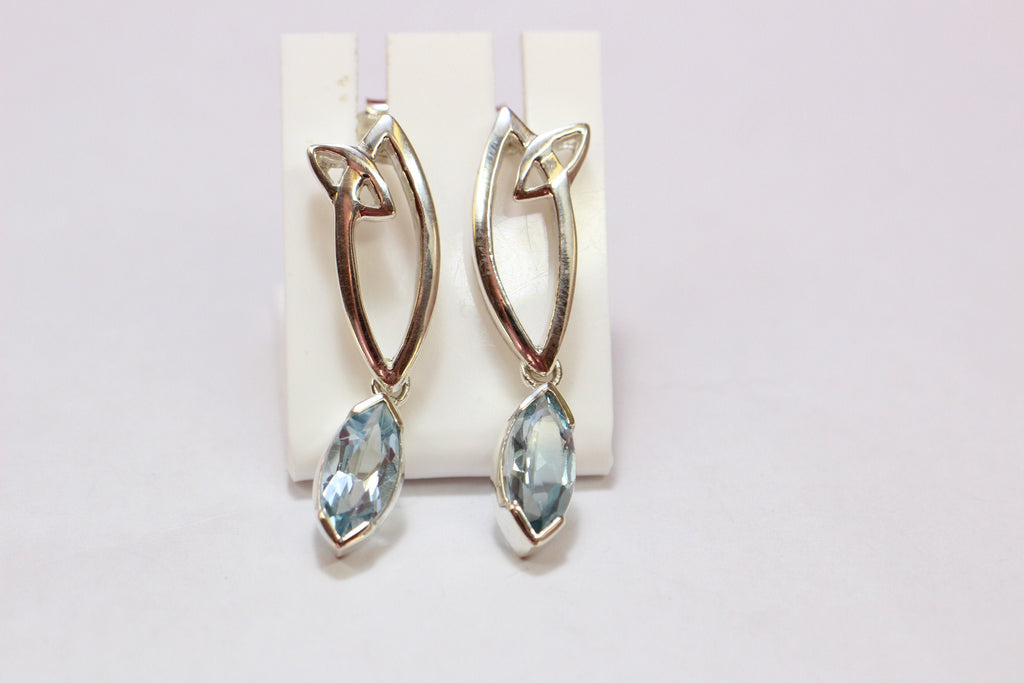 Edle 3,1 Carat Blautopas Ohrstecker 925 Silber sky blue Topas Ohrhanger Top