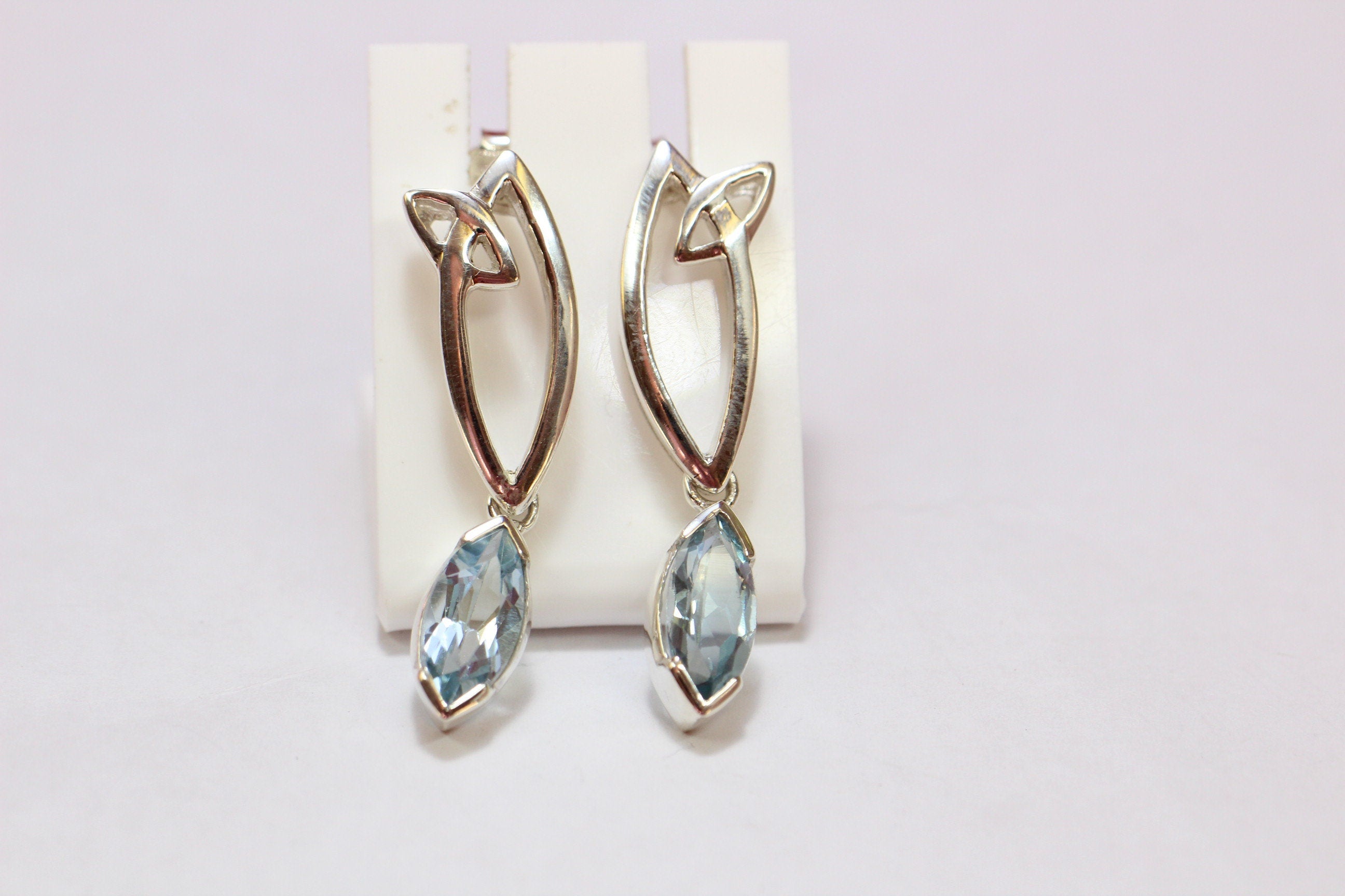 Edle 3,1 Carat Blautopas Ohrstecker 925 Silber sky blue Topas Ohrhanger Top