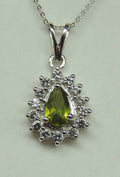 Edler 1,35 Carat maigraner Peridot weisstopas Anhanger 925 Silber Collier Kette