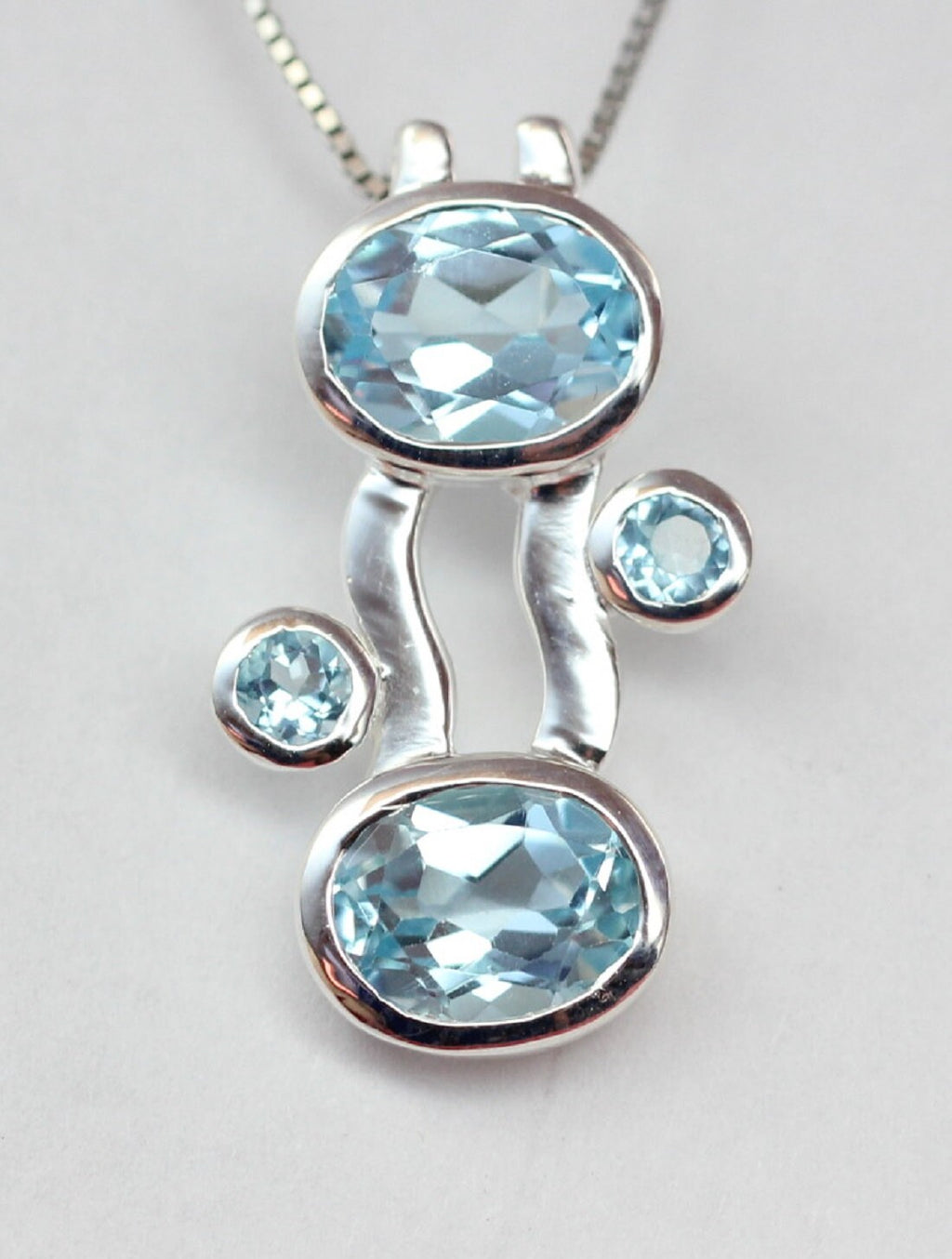 Designer 5,0 Carat Blautopas Anhanger Collier Kette sky blue Topas Designschmuck