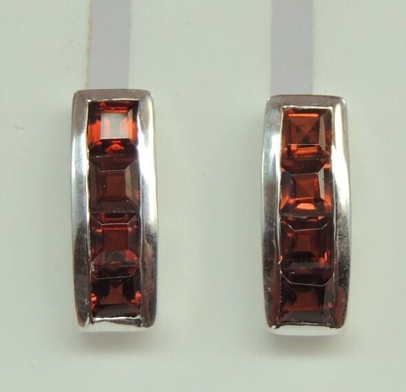 Edle 1,08 Carat Granat Ohrstecker 925 Silber Ohrring Ohrschmuck