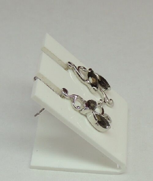 Edle florale 1,3 Carat Rauchtopas Ohrstecker 925 Silber Rauchquarz Ohrschmuck