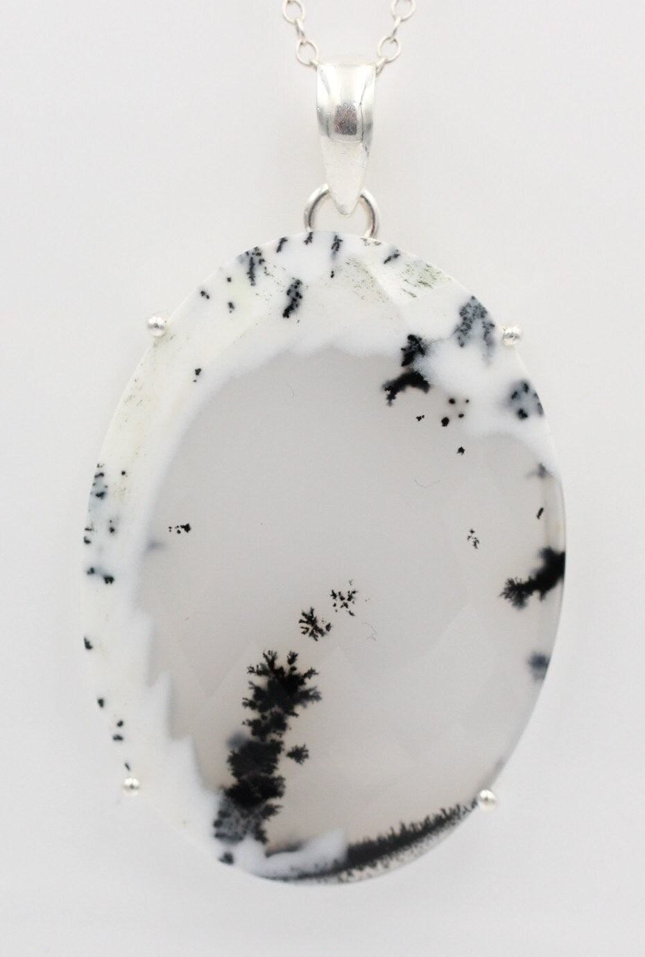 57 Carat Dendrite Opal Anhänger 925  Sterling Sillber Collier Kette Achatart