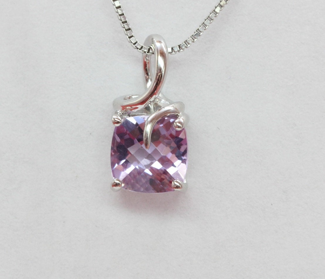 Edler 1,18 Carat edler Amethyst Anhanger 925 Silber Collier Kette Ametyhst