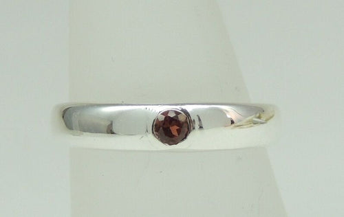 0,10 Carat Granat Ring 925 Silber Fingerring Unisex Edelsteinring Grosse 7