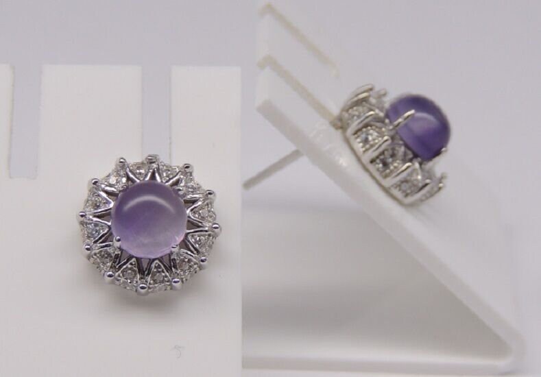1,36 Carat Amethyst Ohrstecker 925 Silber Zirkonia Top EDEL